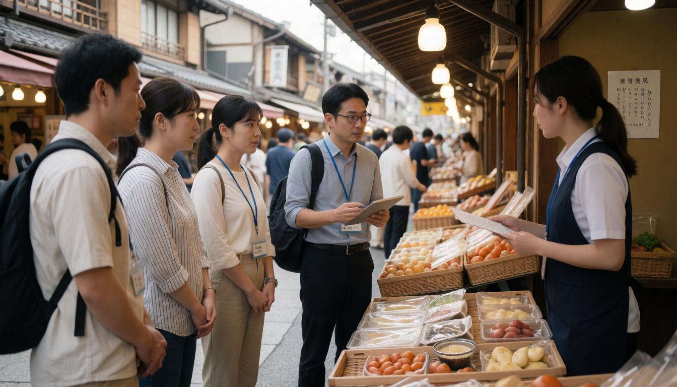 友人同士の市場めぐり